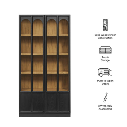 Anwen wood display cabinet by Modway, black frame with four arched doors and wood shelves on Tampa Home & Garden Store