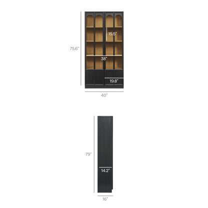 Anwen solid wood and glass display cabinet by Modway with black frame and arched doors on Tampa Home & Garden Store