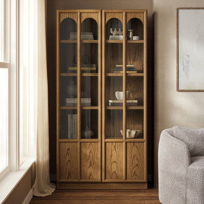 Anwen solid wood and glass display cabinet by Modway natural oak arch-top glass doors on Tampa Home & Garden Store