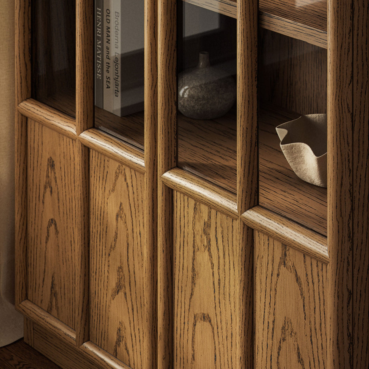 Anwen solid wood and glass display cabinet Modway, oak finish, glass panels on Tampa Home & Garden Store