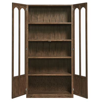 Anwen solid wood and glass display cabinet by Modway in walnut with glass-panel doors and shelves on Tampa Home & Garden Store