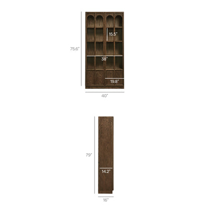 Anwen solid wood and glass display cabinet with four arched glass panels in dark wood finish on Tampa Home & Garden Store