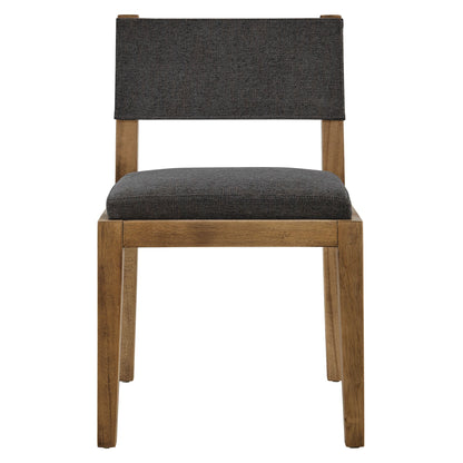 Calder Fabric Upholstered Wood Armless Dining Chair by Modway dark grey fabric with wood legs on Tampa Home & Garden Store