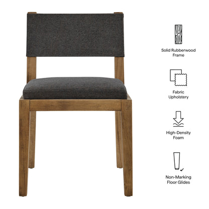 Calder fabric upholstered wood armless dining chair dark gray fabric solid rubberwood frame on Tampa Home & Garden Store