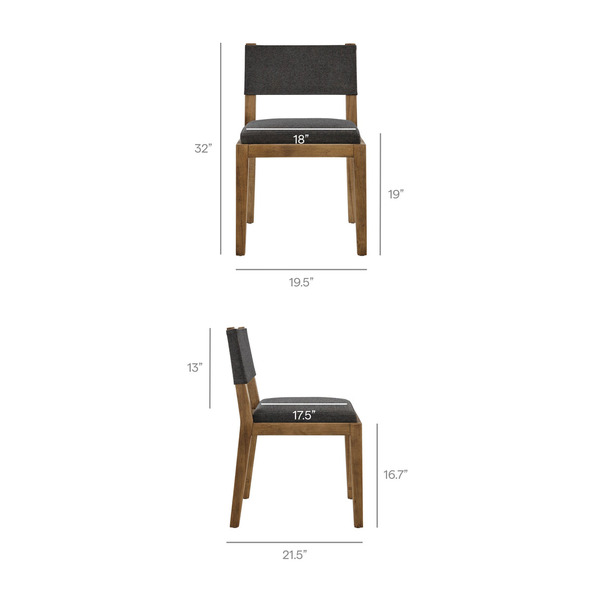 Calder armless dining chair charcoal gray fabric with natural wood legs by Modway on Tampa Home & Garden Store