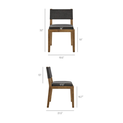 Calder armless dining chair charcoal gray fabric with natural wood legs by Modway on Tampa Home & Garden Store