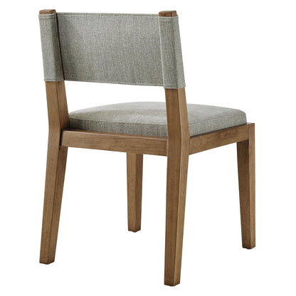 Calder Fabric Upholstered Wood Armless Dining Chair by Modway, grey fabric, natural wood legs on Tampa Home & Garden Store