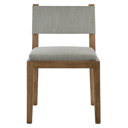 Calder fabric upholstered wood armless dining chair in gray with wood legs by Modway on Tampa Home & Garden Store