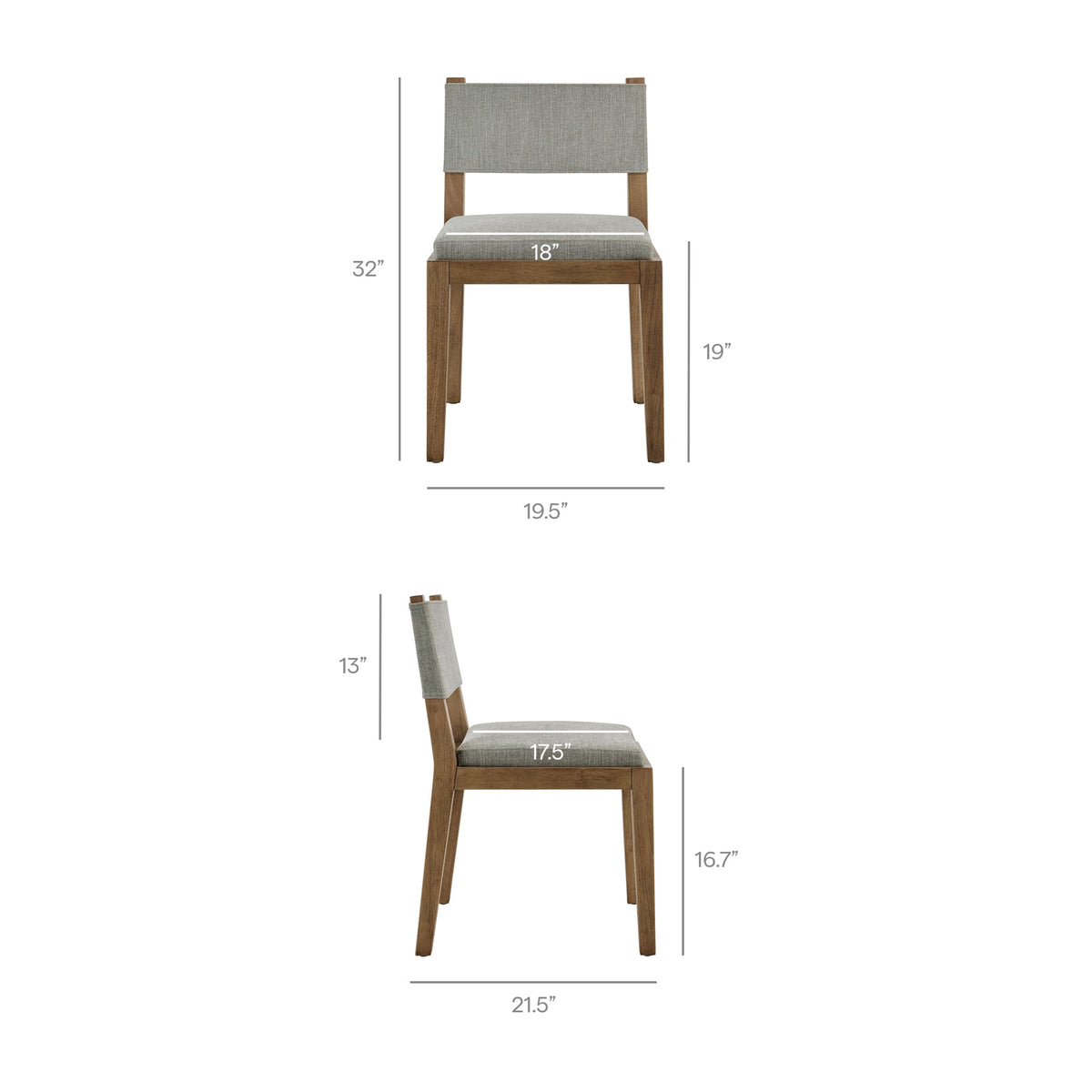 Calder fabric upholstered wood armless dining chair by Modway in grey fabric with wood legs on Tampa Home & Garden Store