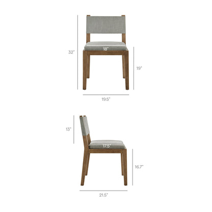 Calder fabric upholstered wood armless dining chair by Modway in grey fabric with wood legs on Tampa Home & Garden Store