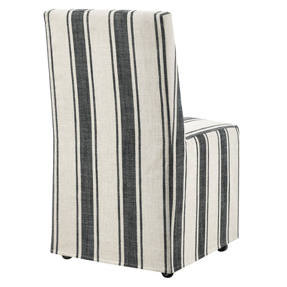 Tessera Striped Slipcovered Dining Side Chair by Modway beige fabric with black vertical stripes on Tampa Home & Garden Store