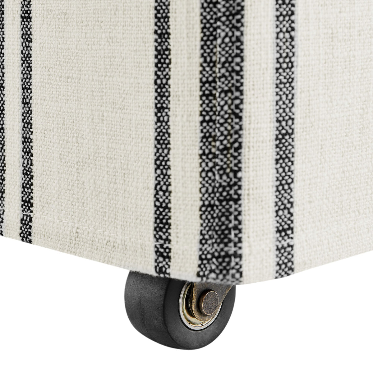 Tessera Striped Slipcovered Dining Side Chair fabric close-up with caster wheel on Tampa Home & Garden Store