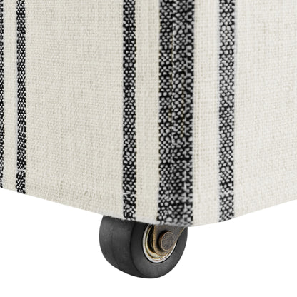 Tessera Striped Slipcovered Dining Side Chair fabric close-up with caster wheel on Tampa Home & Garden Store
