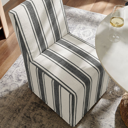 Tessera striped slipcovered dining side chair cream and black fabric by Modway on Tampa Home & Garden Store