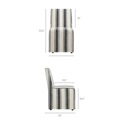 Tessera Striped Slipcovered Dining Side Chair beige with charcoal vertical stripes on Tampa Home & Garden Store