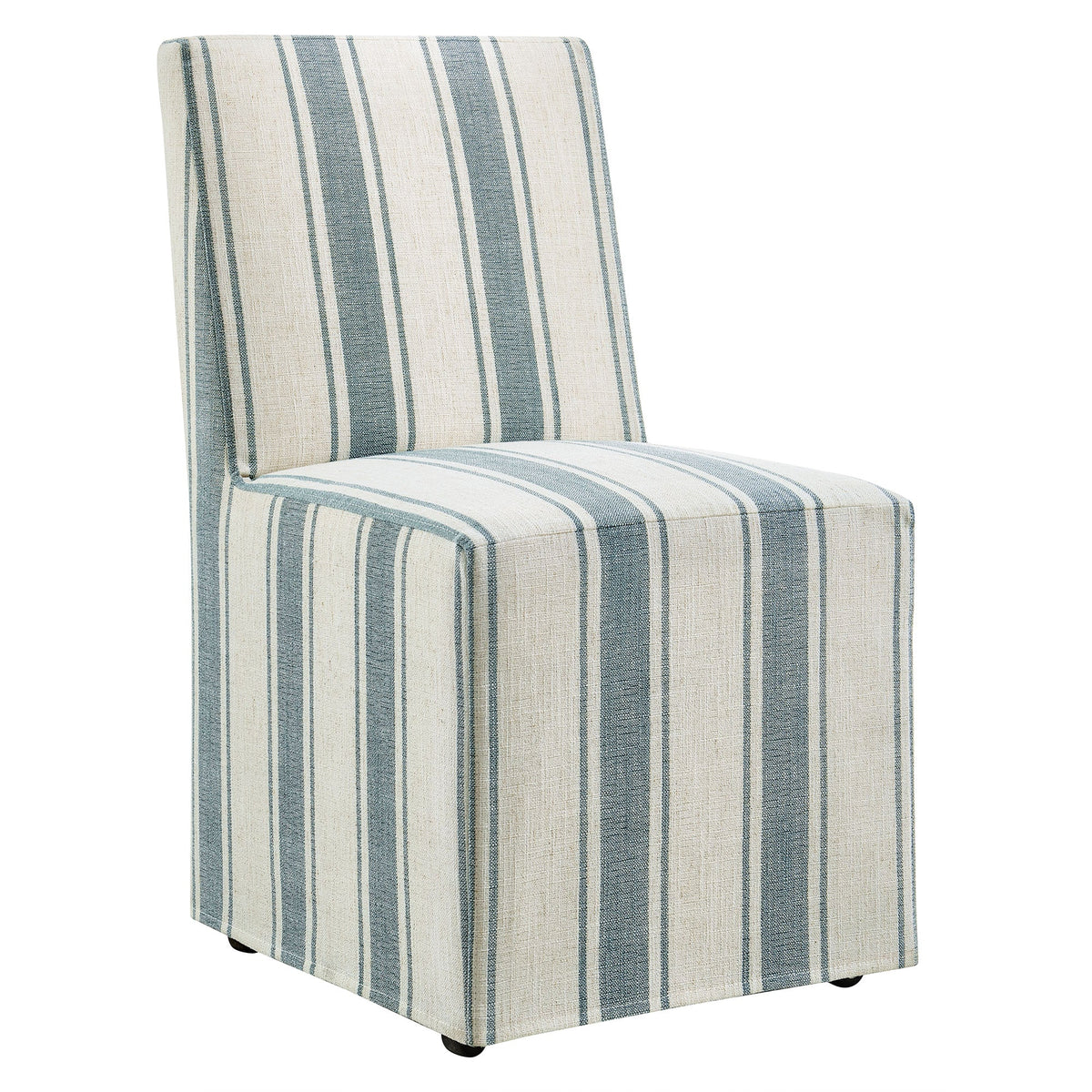 Tessera Striped Slipcovered Dining Side Chair beige and blue striped fabric HouseOfZazla on Tampa Home & Garden Store