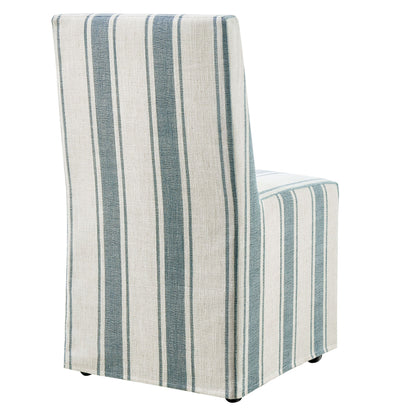Tessera striped slipcovered dining side chair with cream and blue stripes fabric Modway on Tampa Home & Garden Store