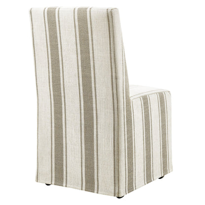 Tessera striped slipcovered dining side chair beige-brown fabric on Tampa Home & Garden Store