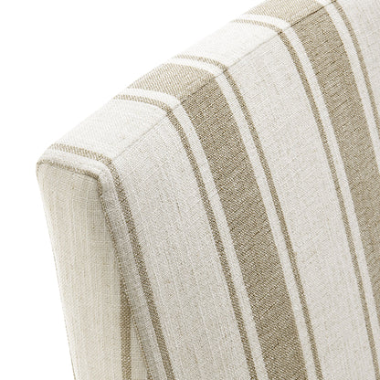 Tessera Striped Slipcovered Dining Side Chair beige/brown linen fabric close-up on Tampa Home & Garden Store