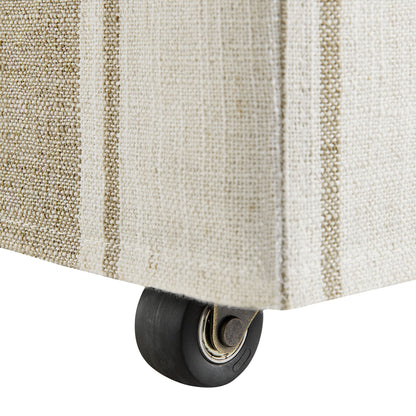 Tessera striped slipcovered dining side chair base with black caster wheel on Tampa Home & Garden Store
