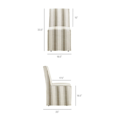 Tessera striped slipcovered dining side chair beige taupe fabric by Modway HouseOfZazla on Tampa Home & Garden Store