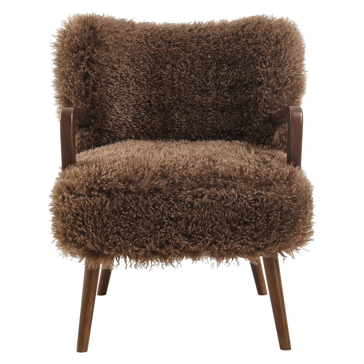 Zerra faux shearling accent armchair by Modway in brown with wood legs on Tampa Home & Garden Store