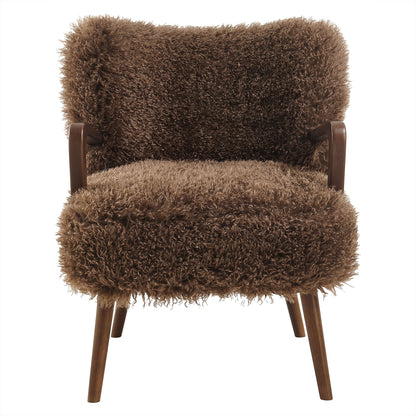 Zerra faux shearling accent armchair by Modway in brown with wood legs on Tampa Home & Garden Store