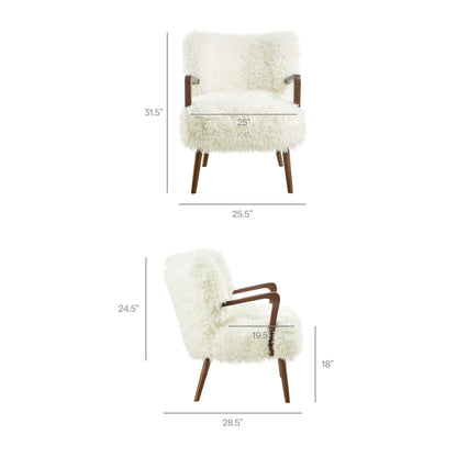 Zerra Faux Shearling Accent Armchair by Modway, cream plush upholstery with tapered wood legs on Tampa Home & Garden Store