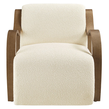 Atrium Lattice Boucle Accent Armchair beige boucle fabric with wood arms by Modway on Tampa Home & Garden Store
