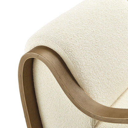 Atrium Lattice Boucle Accent Armchair cream boucle on curved wood frame by Modway on Tampa Home & Garden Store
