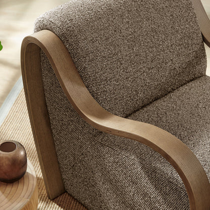 Atrium Lattice Boucle Armchair in boucle fabric with curved wood arms HouseOfZazla on Tampa Home & Garden Store