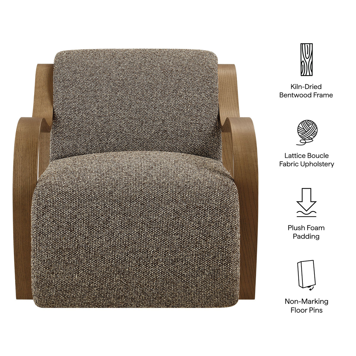 Atrium Lattice Boucle Accent Armchair with kiln-dried bentwood frame and boucle upholstery on Tampa Home & Garden Store