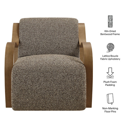 Atrium Lattice Boucle Accent Armchair with kiln-dried bentwood frame and boucle upholstery on Tampa Home & Garden Store