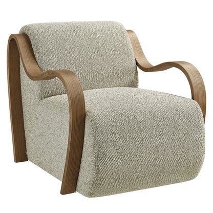 Atrium Lattice Boucle Accent Armchair beige boucle upholstery with curved solid wood arms by Modway on Tampa Home & Garden Store