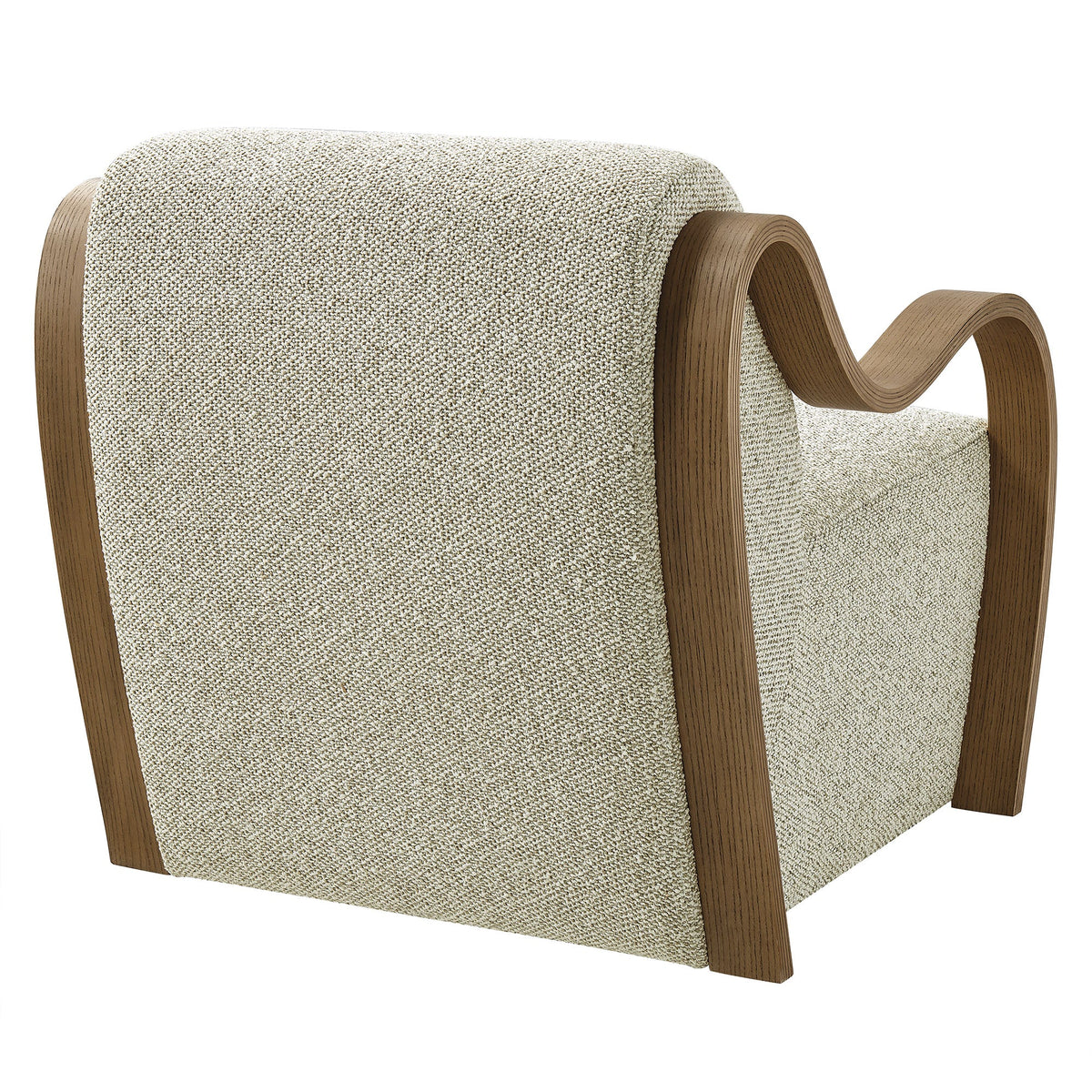 Atrium Lattice Boucle Accent Armchair beige boucle upholstery with curved wood arms by Modway HouseOfZazla on Tampa Home & Garden Store