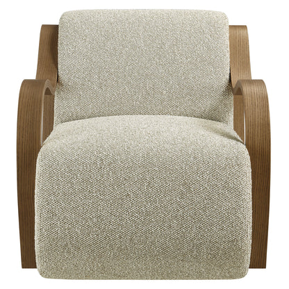 Atrium Lattice Boucle Accent Armchair beige boucle upholstery with curved wood arms by Modway on Tampa Home & Garden Store