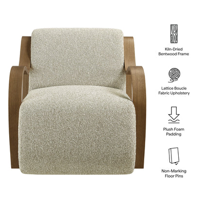 Atrium Lattice Boucle Accent Armchair beige boucle fabric on kiln-dried bentwood frame on Tampa Home & Garden Store