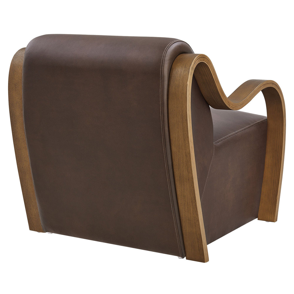 Atrium vegan leather accent armchair with brown faux leather and curved wood arms by Modway on Tampa Home & Garden Store