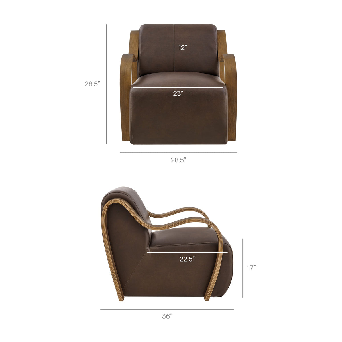 Atrium vegan leather accent armchair brown upholstery with curved wood arms 36 in wide by Modway on Tampa Home & Garden Store
