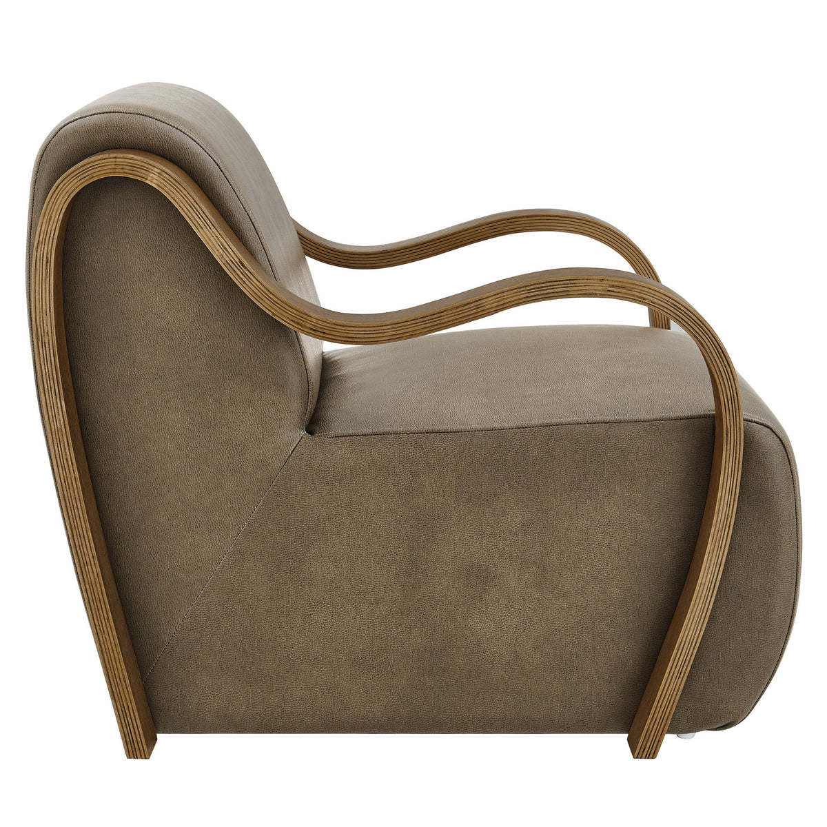 Atrium vegan leather accent armchair in taupe with curved plywood arms by Modway on Tampa Home & Garden Store