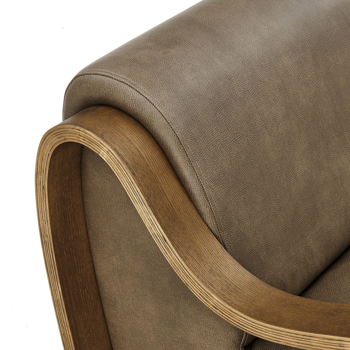 Atrium vegan leather armchair by Modway in brown with wood armrest on Tampa Home & Garden Store