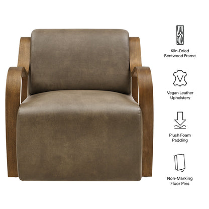 Atrium vegan leather accent armchair in taupe with kiln-dried bentwood frame on Tampa Home & Garden Store