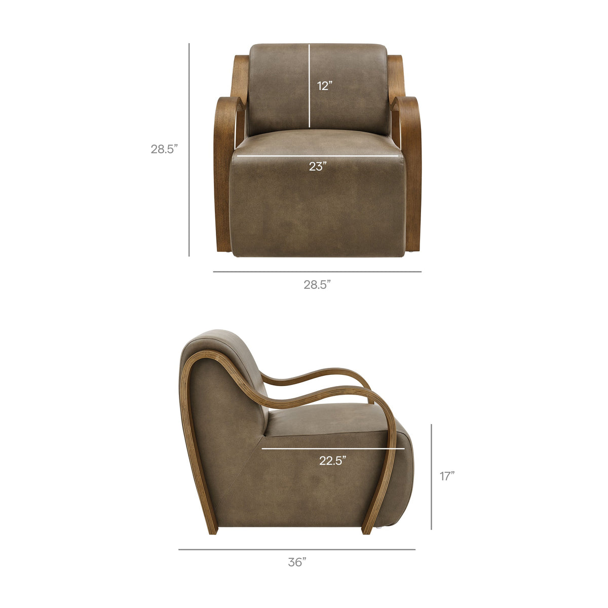 Atrium vegan leather accent armchair with warm brown upholstery and curved wooden arms by Modway on Tampa Home & Garden Store