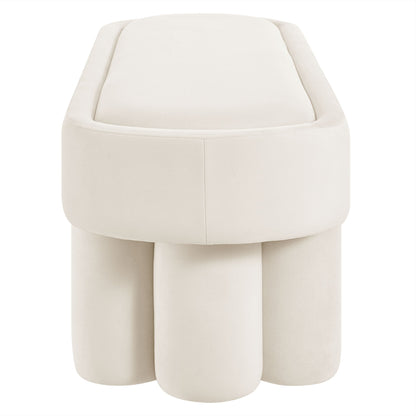 Mossi Oval Performance Velvet Accent Bench cream velvet upholstery with rounded edges on Tampa Home & Garden Store