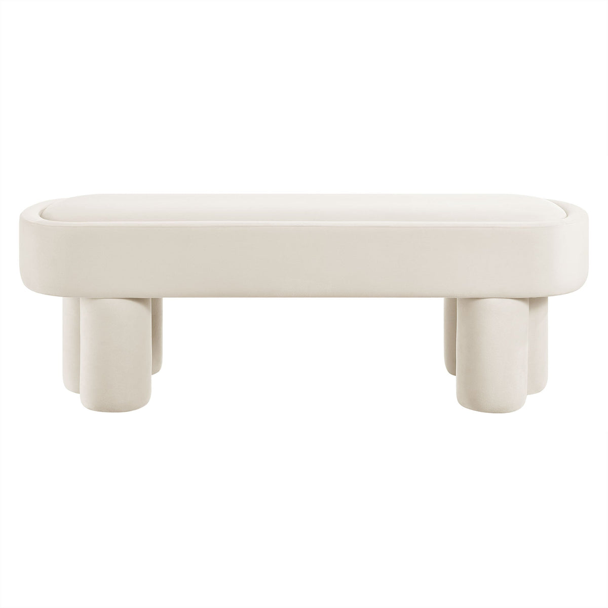 Mossi Oval Performance Velvet Accent Bench by Modway in ivory velvet with rounded legs on Tampa Home & Garden Store