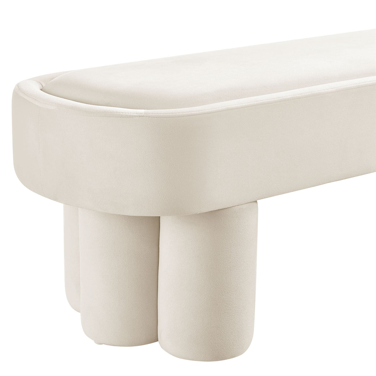 Mossi Oval Performance Velvet Accent Bench by Modway, ivory velvet with rounded pedestal base on Tampa Home & Garden Store