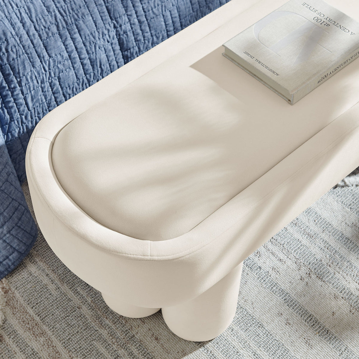 Mossi Oval Performance Velvet Accent Bench cream velvet by Modway on Tampa Home & Garden Store