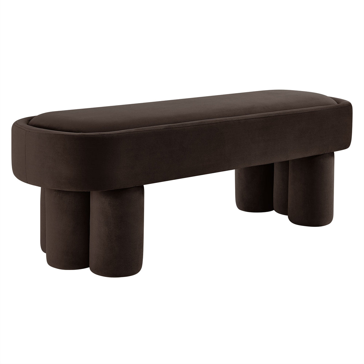 Mossi Oval Performance Velvet Accent Bench brown velvet with rounded edges on Tampa Home & Garden Store