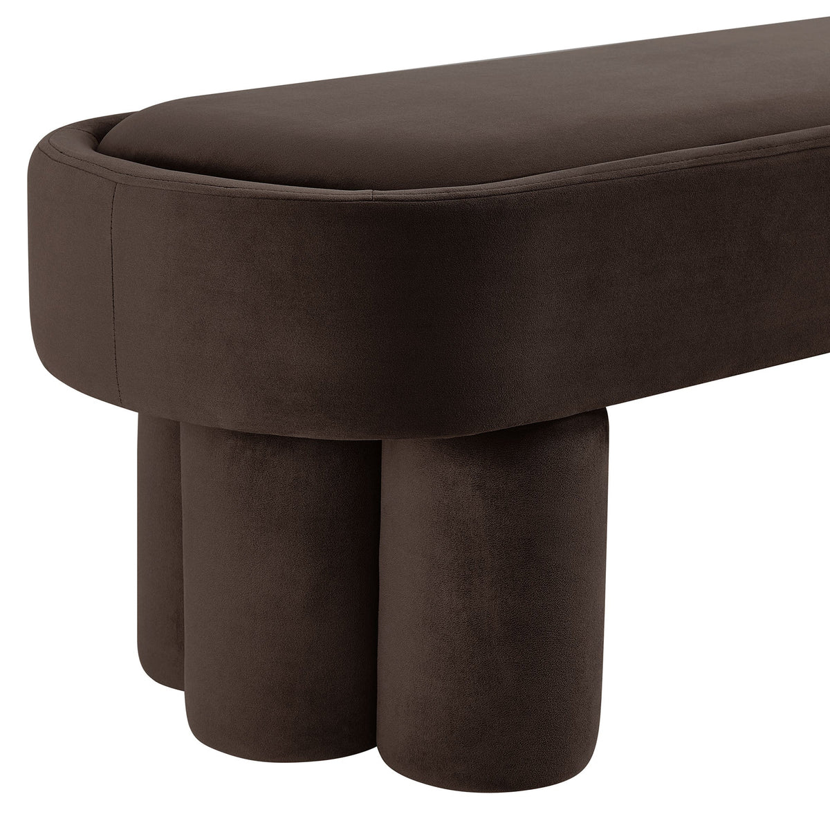 Mossi Oval Velvet Accent Bench by Modway in chocolate brown velvet with rounded silhouette on Tampa Home & Garden Store