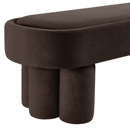 Mossi Oval Velvet Accent Bench by Modway in chocolate brown velvet with rounded silhouette on Tampa Home & Garden Store